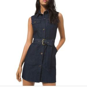 Michael Kors Blue Denim Belted Mini Dress